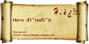 Hers Árpád névjegykártya